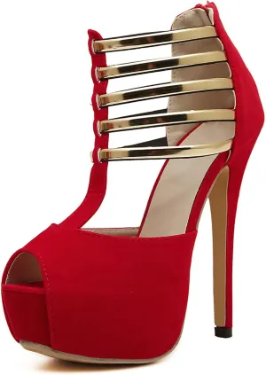 14CM/5.51IN High Heels Women Thick High Heels Nightclub Sexy Fashion Suede Pumps Open Toe High Heel Shoes Size 35-45