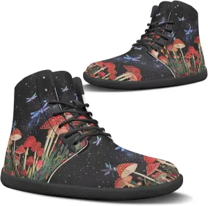 Aesthetic Plant Women's High Top Sneakers Unisex Wide Toe Barefoot Sneakers PU Leathe Waterproof Lace Up Shoes