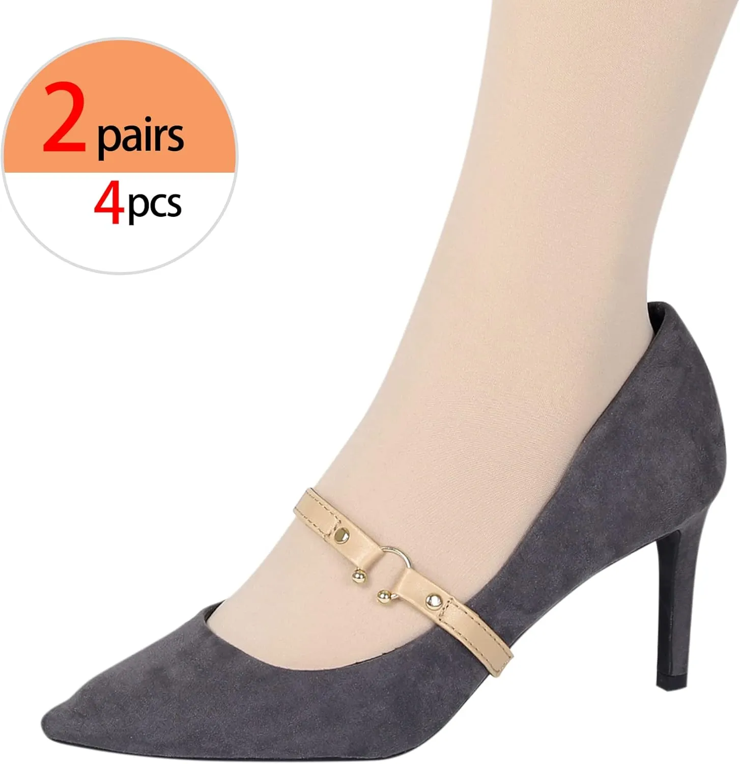 Allegra K Women's U Shape Shoe Lace Belt Shoe Ankle Detachable Elastic Straps for Heels