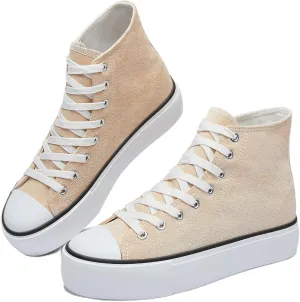 ALTOCIS Women's Comfortable Platform High Top Sneakers, Casual Mid Top Sneaker for Women, Cute Faux Suede Fashion Sneakers, Classic Lace Up Walking Shoes
