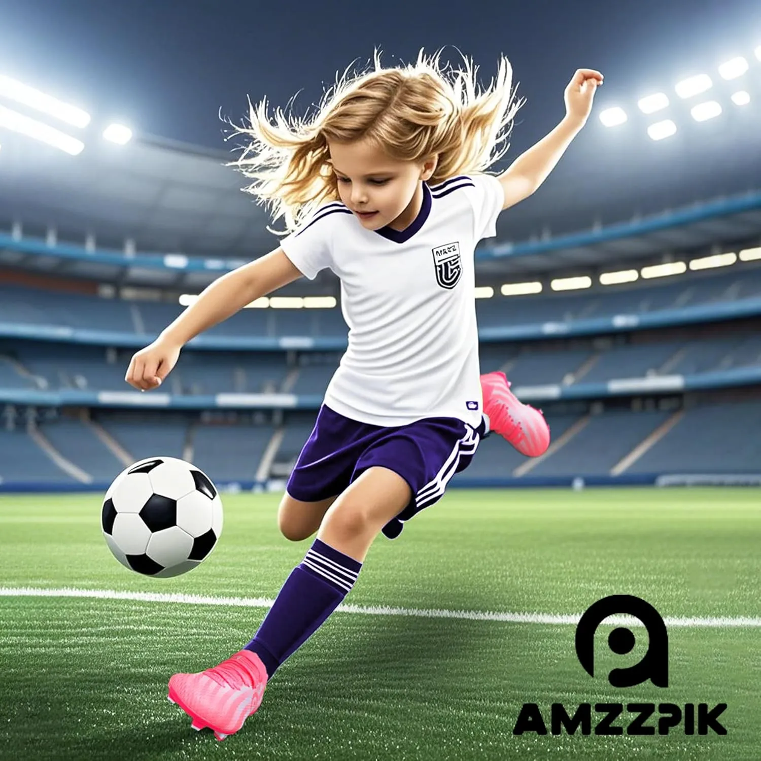 AMZZPIK Kids Soccer Cleats Boys Girls FG Firm Ground Football Shoes for Youth Baseball Outdoor Training Cleat for Little/Big Kid