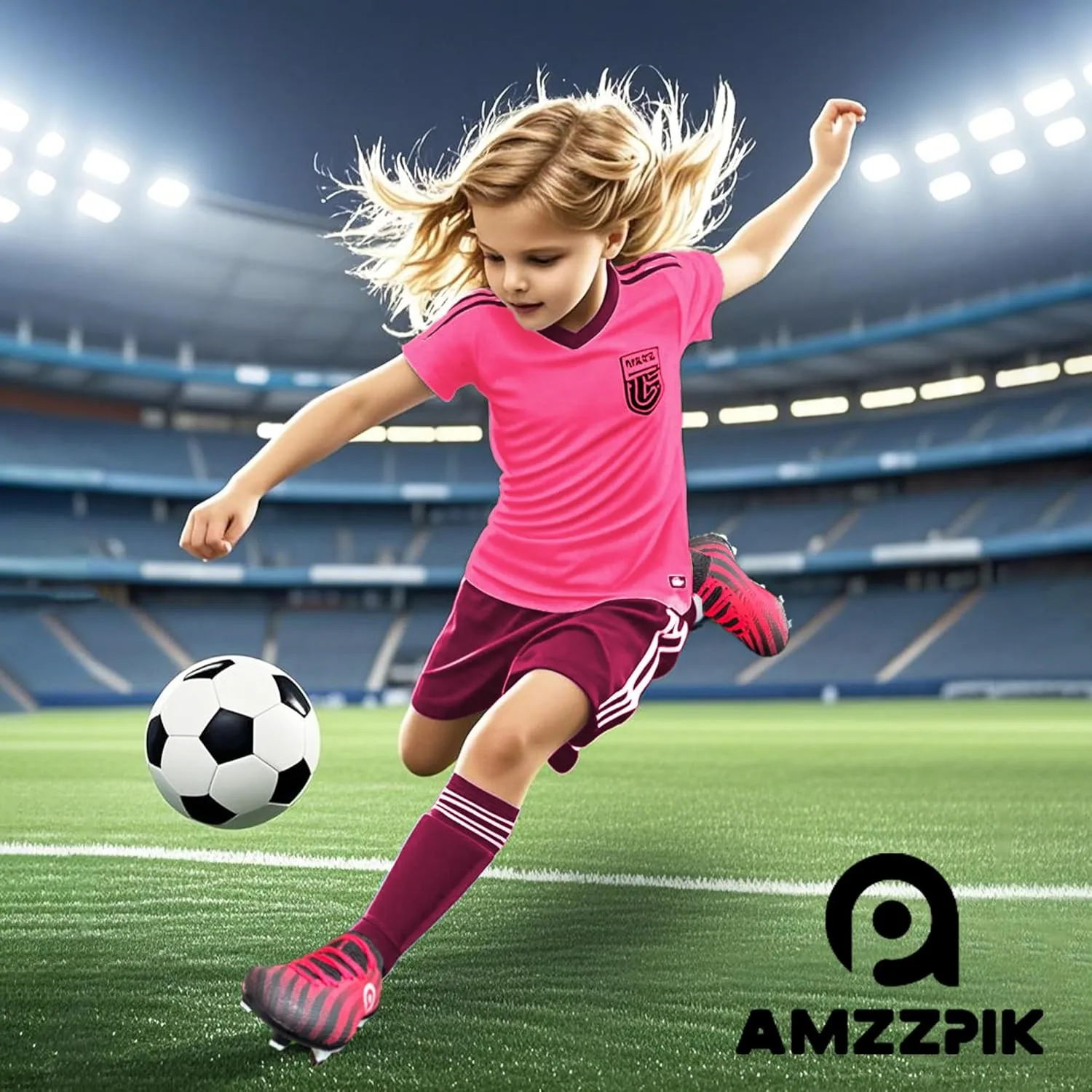 AMZZPIK Kids Soccer Cleats Boys Girls FG Firm Ground Football Shoes for Youth Baseball Outdoor Training Cleat for Little/Big Kid