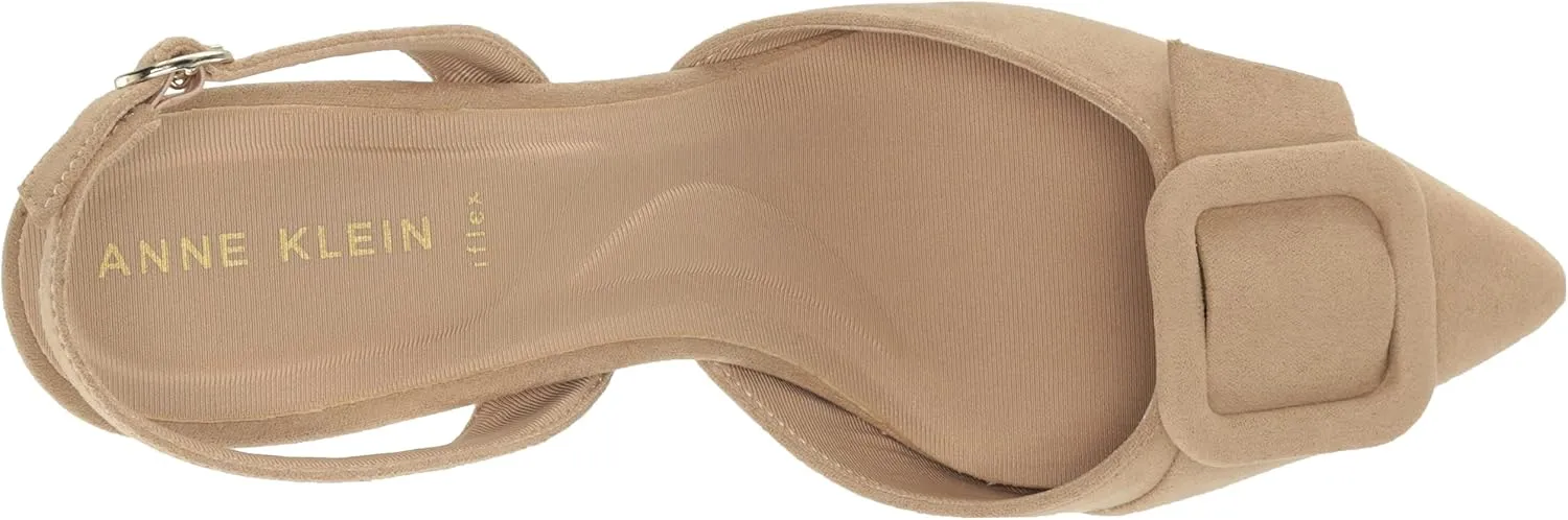 Anne Klein Womens Infinity Faux Suede Kitten Heel Slingback Heels