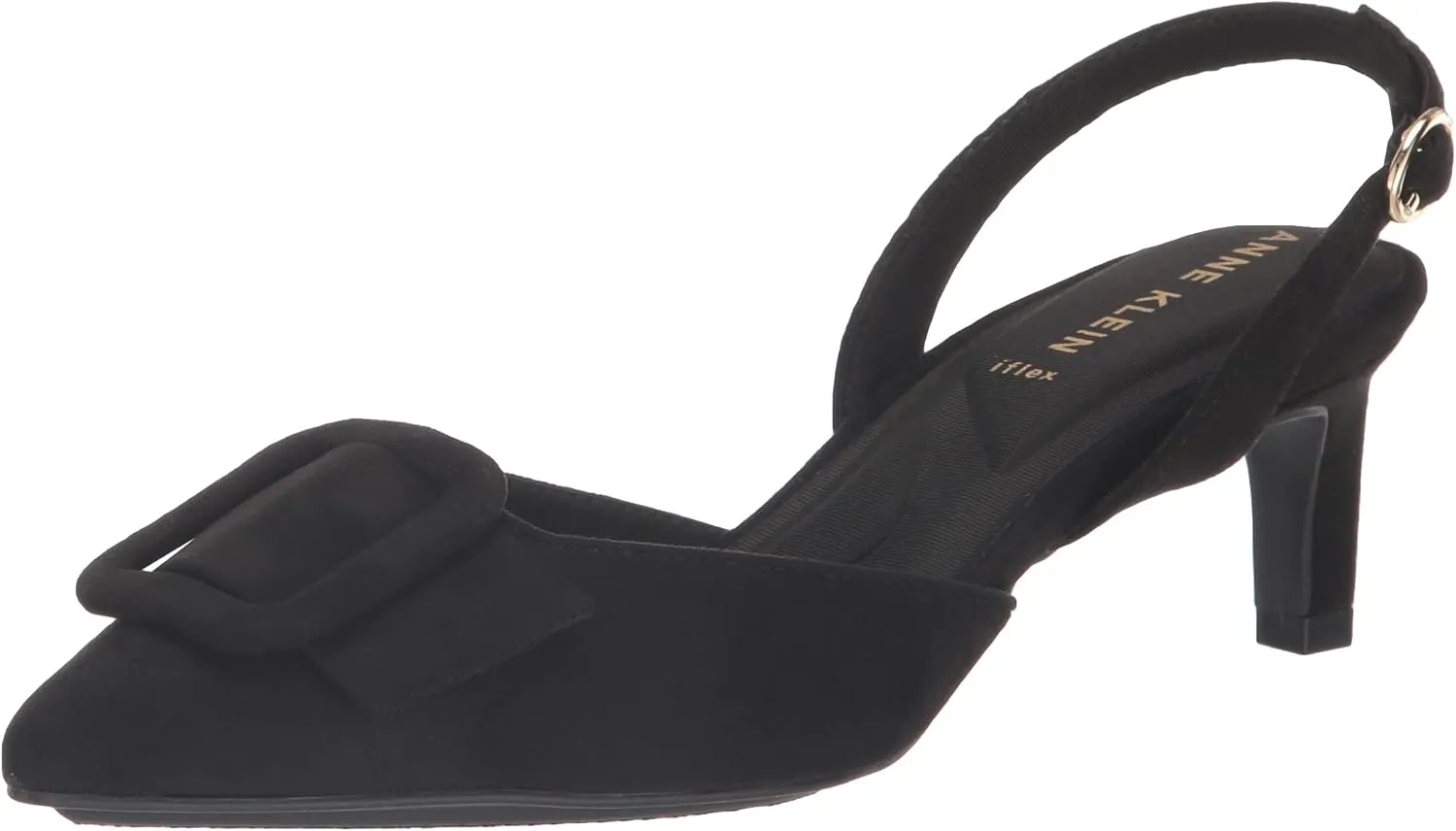 Anne Klein Womens Infinity Faux Suede Kitten Heel Slingback Heels