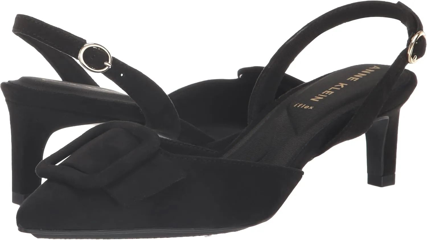 Anne Klein Womens Infinity Faux Suede Kitten Heel Slingback Heels
