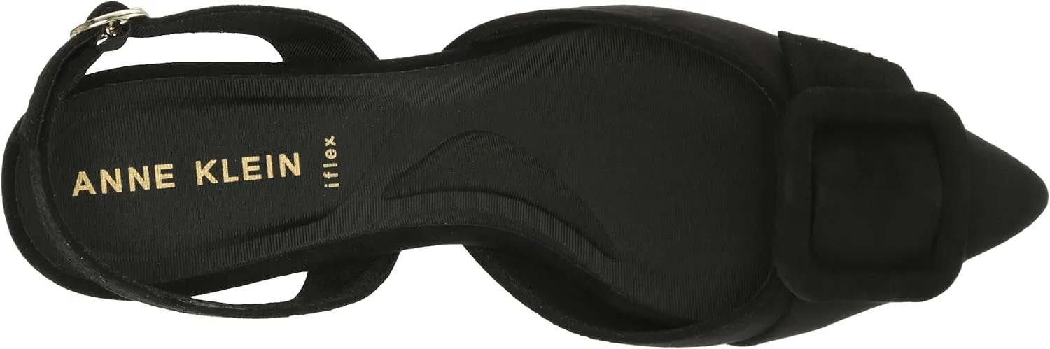 Anne Klein Womens Infinity Faux Suede Kitten Heel Slingback Heels