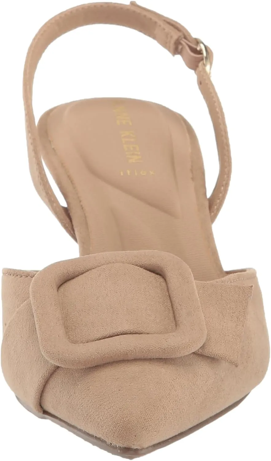 Anne Klein Womens Infinity Faux Suede Kitten Heel Slingback Heels