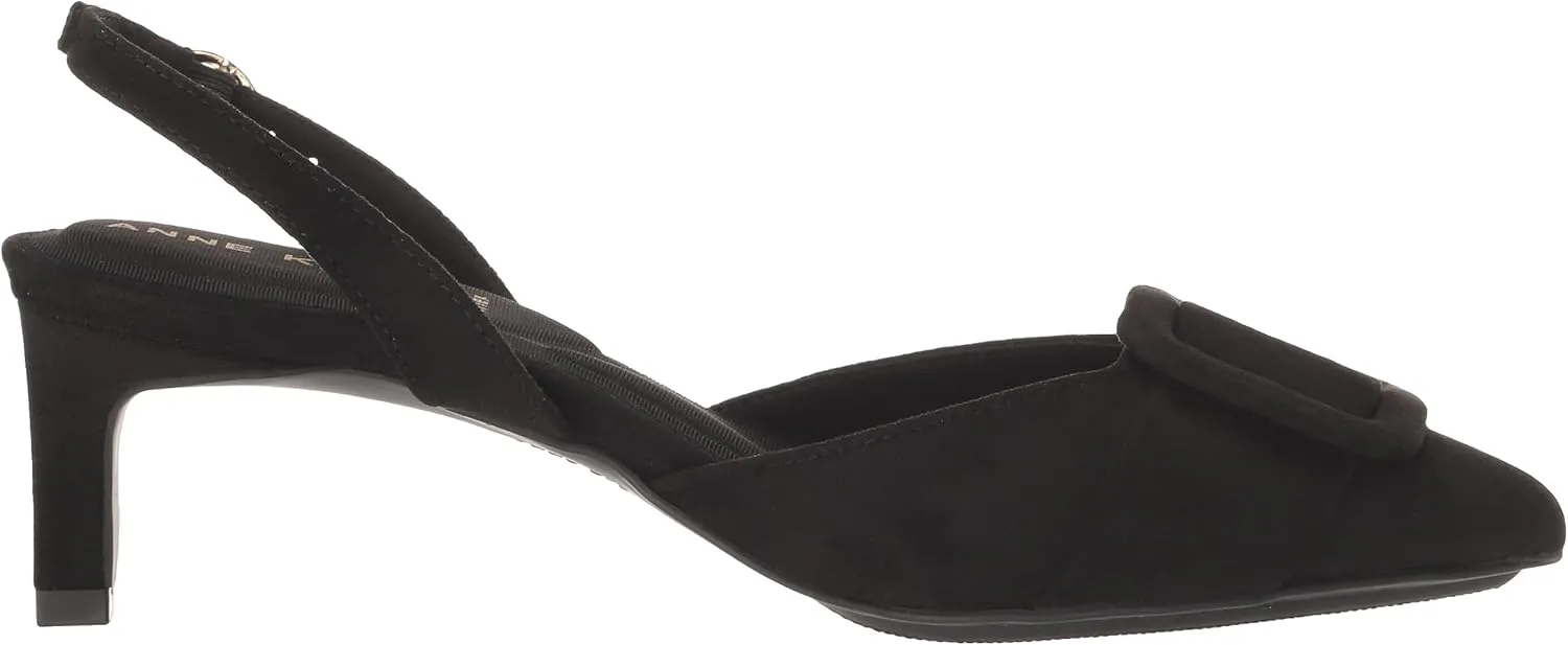 Anne Klein Womens Infinity Faux Suede Kitten Heel Slingback Heels