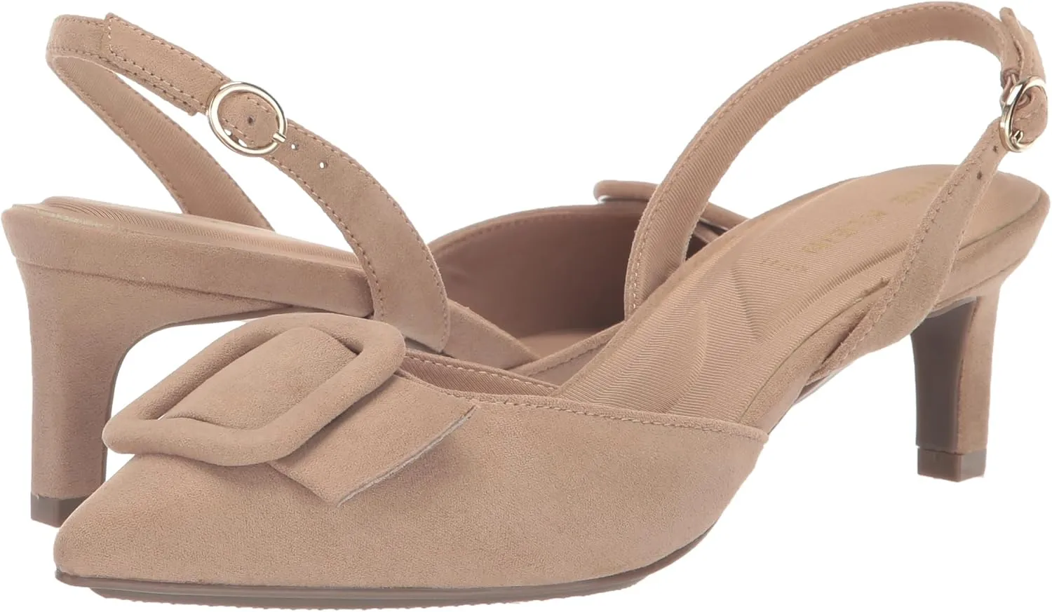 Anne Klein Womens Infinity Faux Suede Kitten Heel Slingback Heels