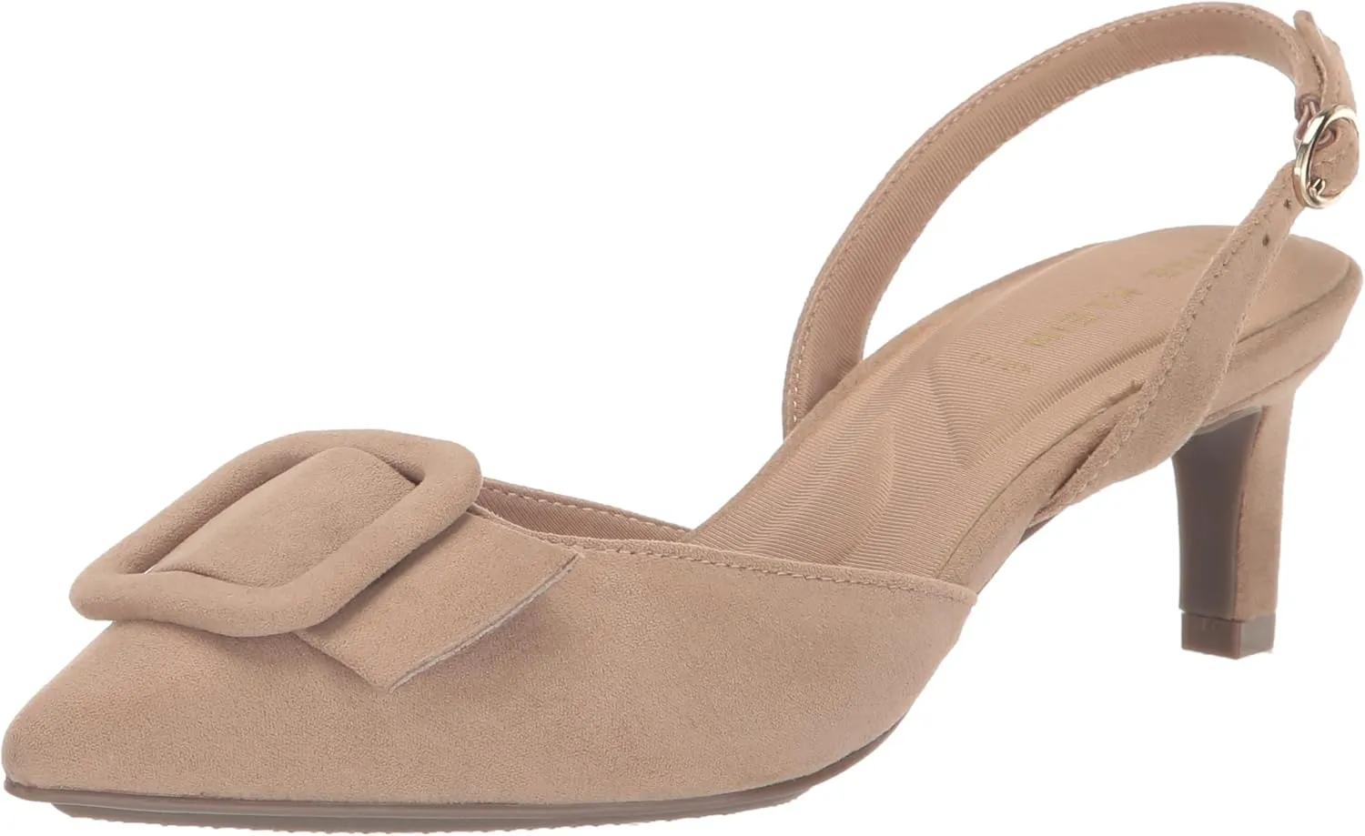 Anne Klein Womens Infinity Faux Suede Kitten Heel Slingback Heels