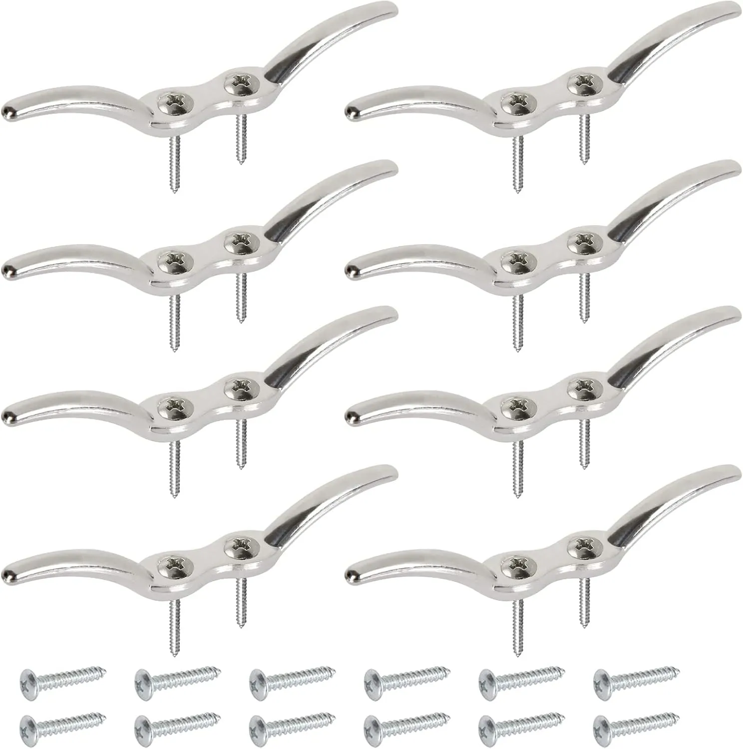 APACALI Metal Rope Cleats Boat Cleat 2 Inch 4 Inch 6 Inch Boat Flagpole Cleat Hook, Boat Deck Dock Cleats with Mounting Screws for Fixed Rope or Home Decor (Blinds Hook Curtains Sun Shade Ropes