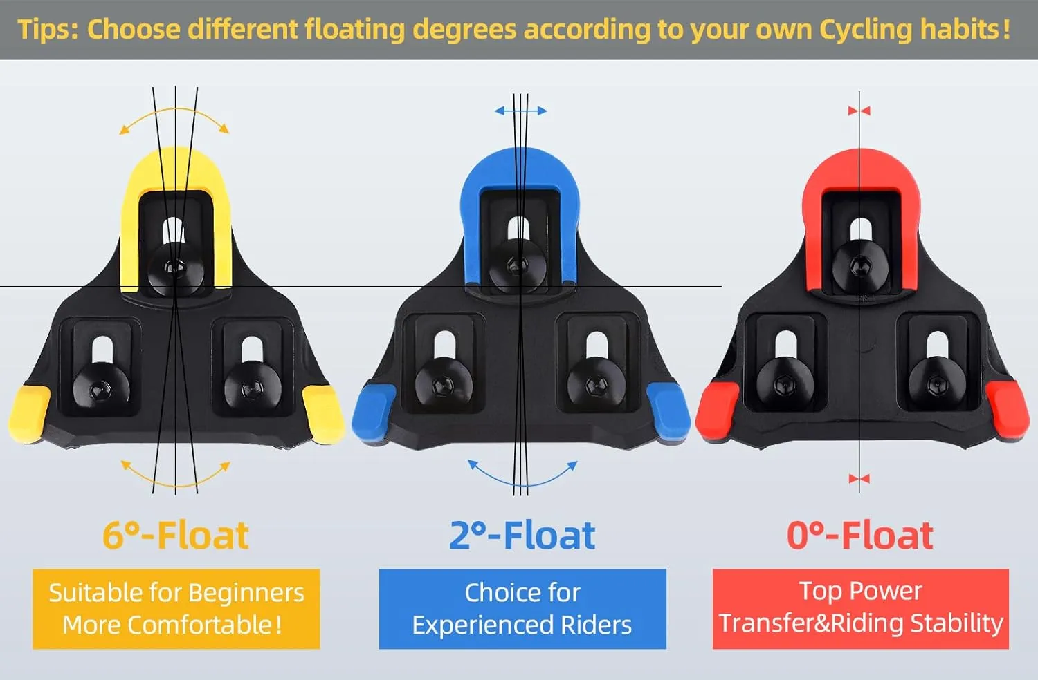 Bike Cleats -Compatible with Shimano SPD-SL Pedals/SM-SH10 SH11 SH12 Cleats, Indoor Outdoor Peleton Cycling Pedals Shoes Cleat & Road Bicycle Clips