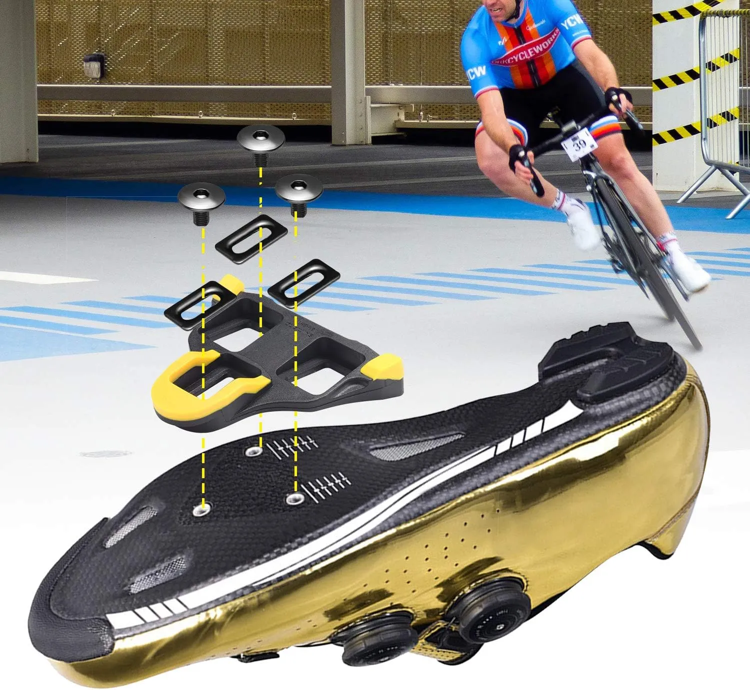 Bike Cleats -Compatible with Shimano SPD-SL Pedals/SM-SH10 SH11 SH12 Cleats, Indoor Outdoor Peleton Cycling Pedals Shoes Cleat & Road Bicycle Clips