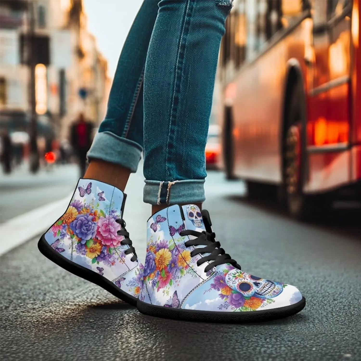 Binienty Men Women High Top Barefoot Shoes Lace Up PU Leather Sneaker Anti Slip