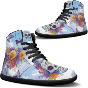 Binienty Men Women High Top Barefoot Shoes Lace Up PU Leather Sneaker Anti Slip