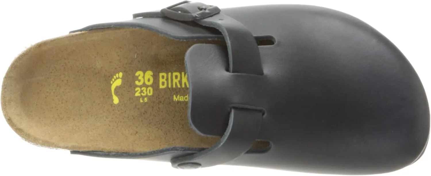 Birkenstock Unisex-Adult Boston Bosten Super-Runner Work Shoes Natural Leather Black Size 36-Normal Footbed, 10