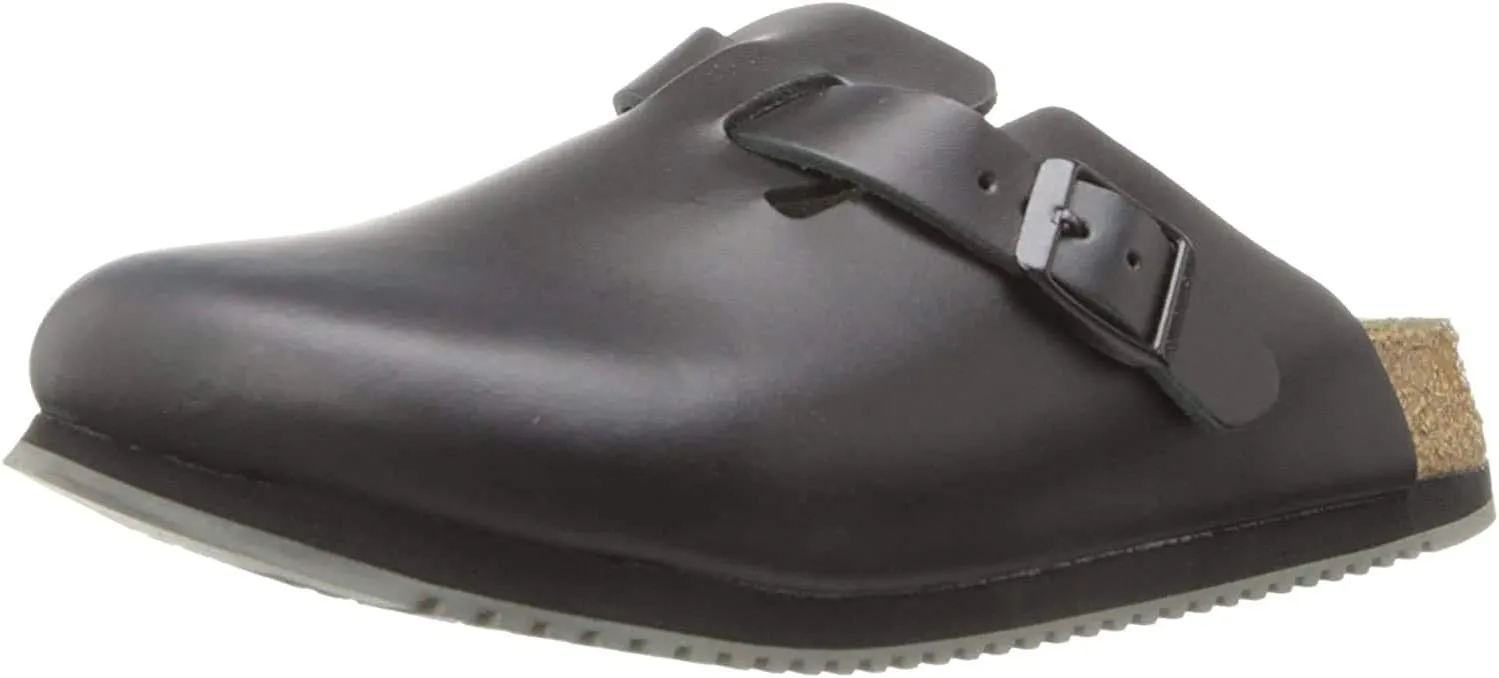 Birkenstock Unisex-Adult Boston Bosten Super-Runner Work Shoes Natural Leather Black Size 36-Normal Footbed, 10
