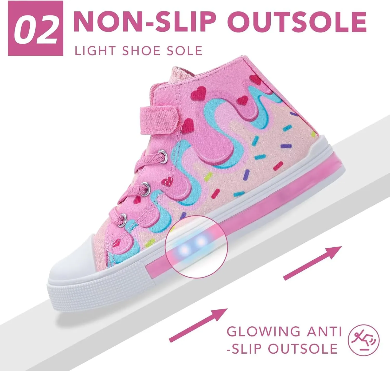 Boys Girls Light Up Sneakers Toddler Canvas High Top Fashion Sneaker Kids Casual Walking Shoes