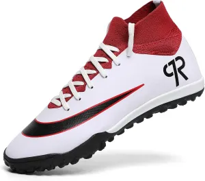 Boys Soccer Shoes Turf Youth Soccer Cleats Kids Spike TF High-Top Football Boots for Outdoor Training Club TF