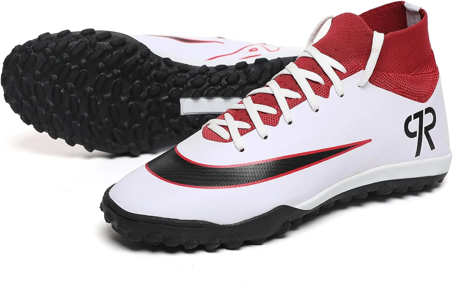 Boys Soccer Shoes Turf Youth Soccer Cleats Kids Spike TF High-Top Football Boots for Outdoor Training Club TF
