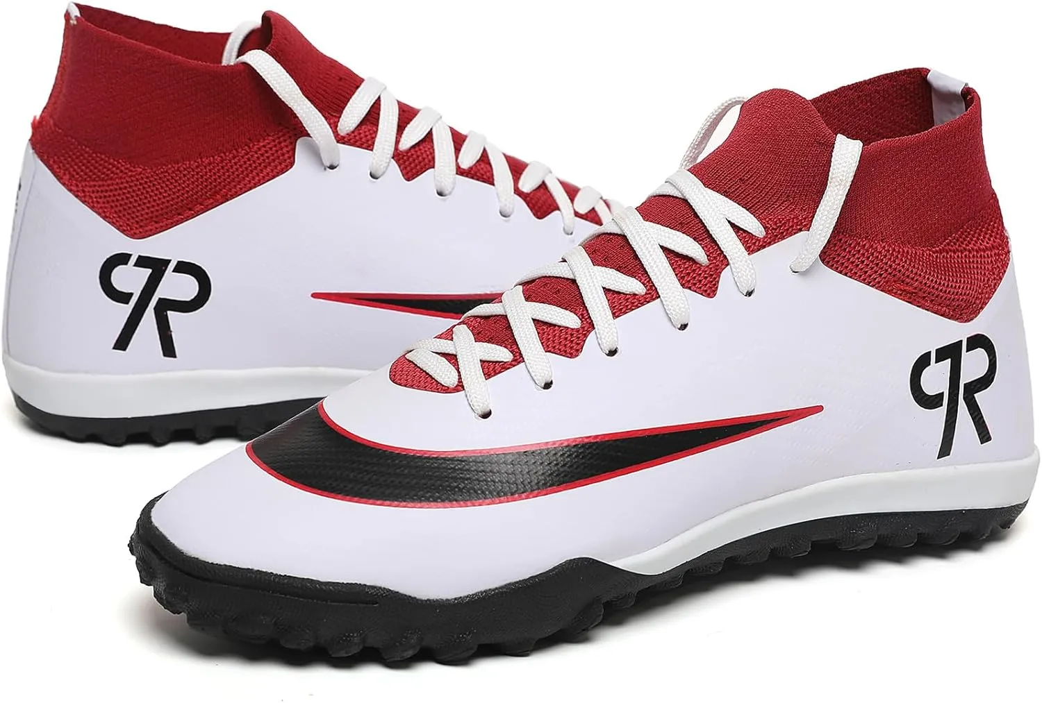 Boys Soccer Shoes Turf Youth Soccer Cleats Kids Spike TF High-Top Football Boots for Outdoor Training Club TF