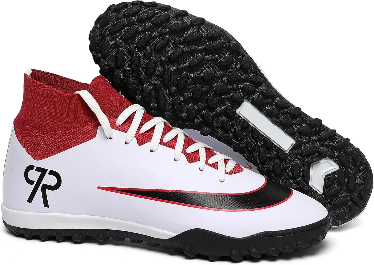 Boys Soccer Shoes Turf Youth Soccer Cleats Kids Spike TF High-Top Football Boots for Outdoor Training Club TF