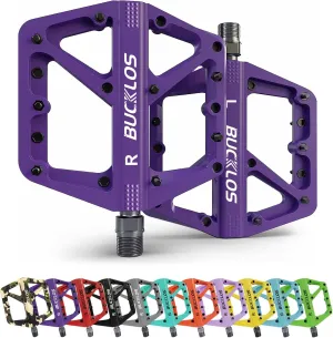 BUCKLOS Mountain Bike Pedals MTB Pedals Flat, Adult Bicycle Road Bike Large Platform Nylon Non-Slip Pedal for Gravel Bike/Hybrid Bike 9/16"