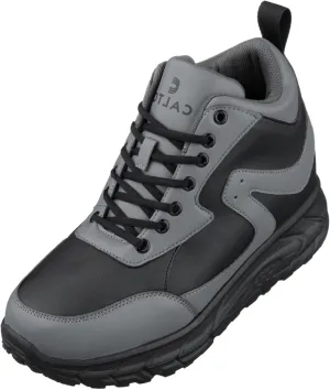 CALTO Men's Invisible Height Increasing Elevator Shoes - Black/Grey Lace-up High-Top Hiking Style Sneaker Boots - 4 Inches Taller - S22771 - Size 10 D(M) US
