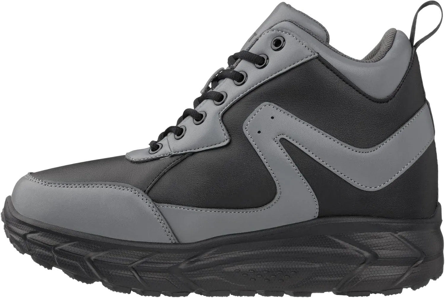 CALTO Men's Invisible Height Increasing Elevator Shoes - Black/Grey Lace-up High-Top Hiking Style Sneaker Boots - 4 Inches Taller - S22771 - Size 10 D(M) US