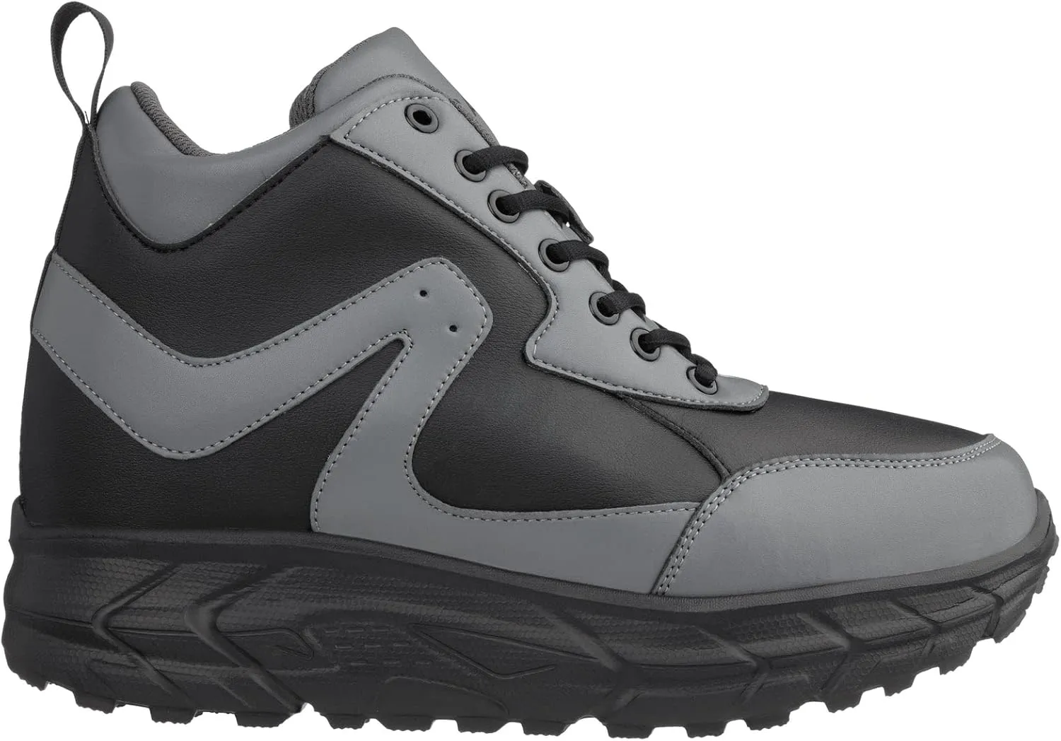 CALTO Men's Invisible Height Increasing Elevator Shoes - Black/Grey Lace-up High-Top Hiking Style Sneaker Boots - 4 Inches Taller - S22771 - Size 10 D(M) US