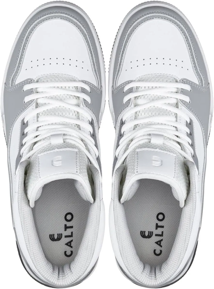 CALTO Men's Invisible Height Increasing Elevator Shoes - Lace-up Sporty High Top Sneakers - 3 Inches Taller