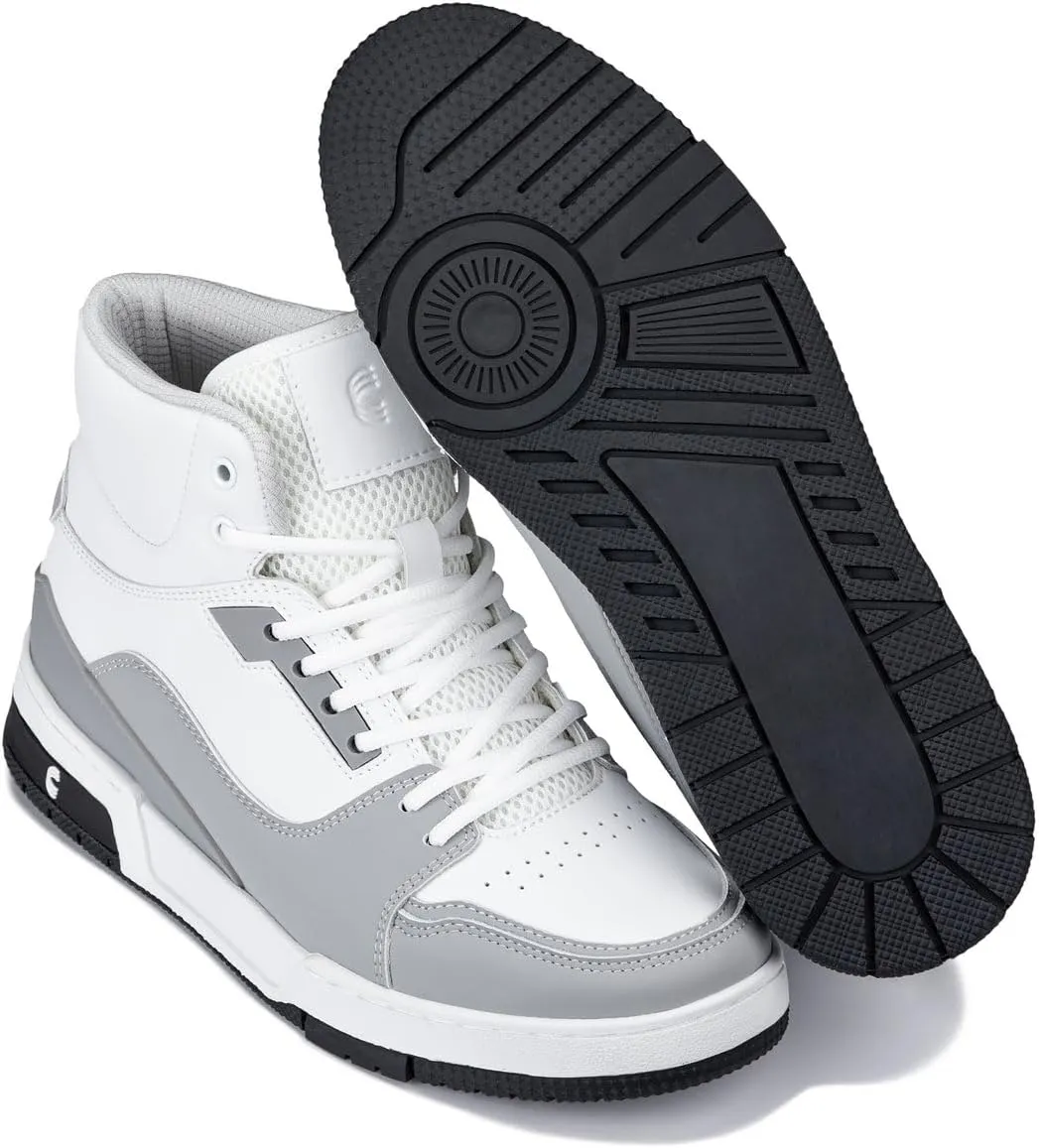 CALTO Men's Invisible Height Increasing Elevator Shoes - Lace-up Sporty High Top Sneakers - 3 Inches Taller