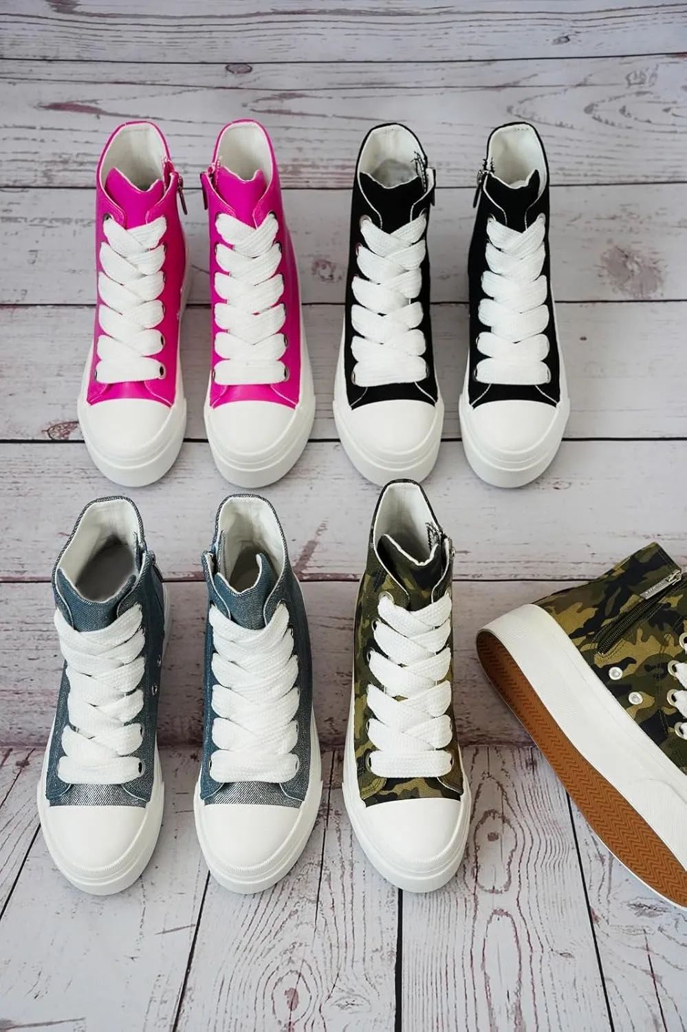 Cape Robbin Women's High Top Platform Lace Up Sneaker Shoes Zitella