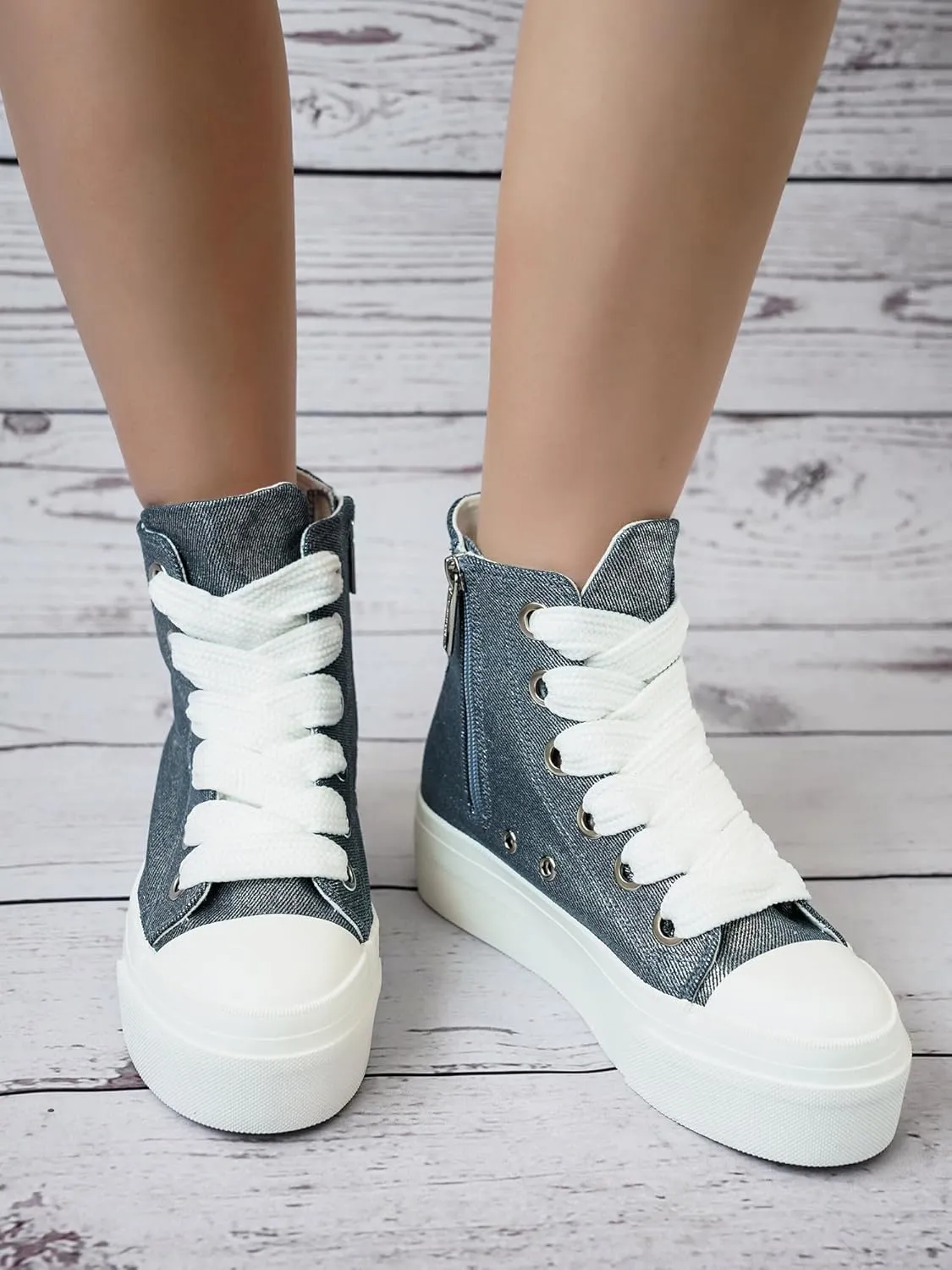 Cape Robbin Women's High Top Platform Lace Up Sneaker Shoes Zitella