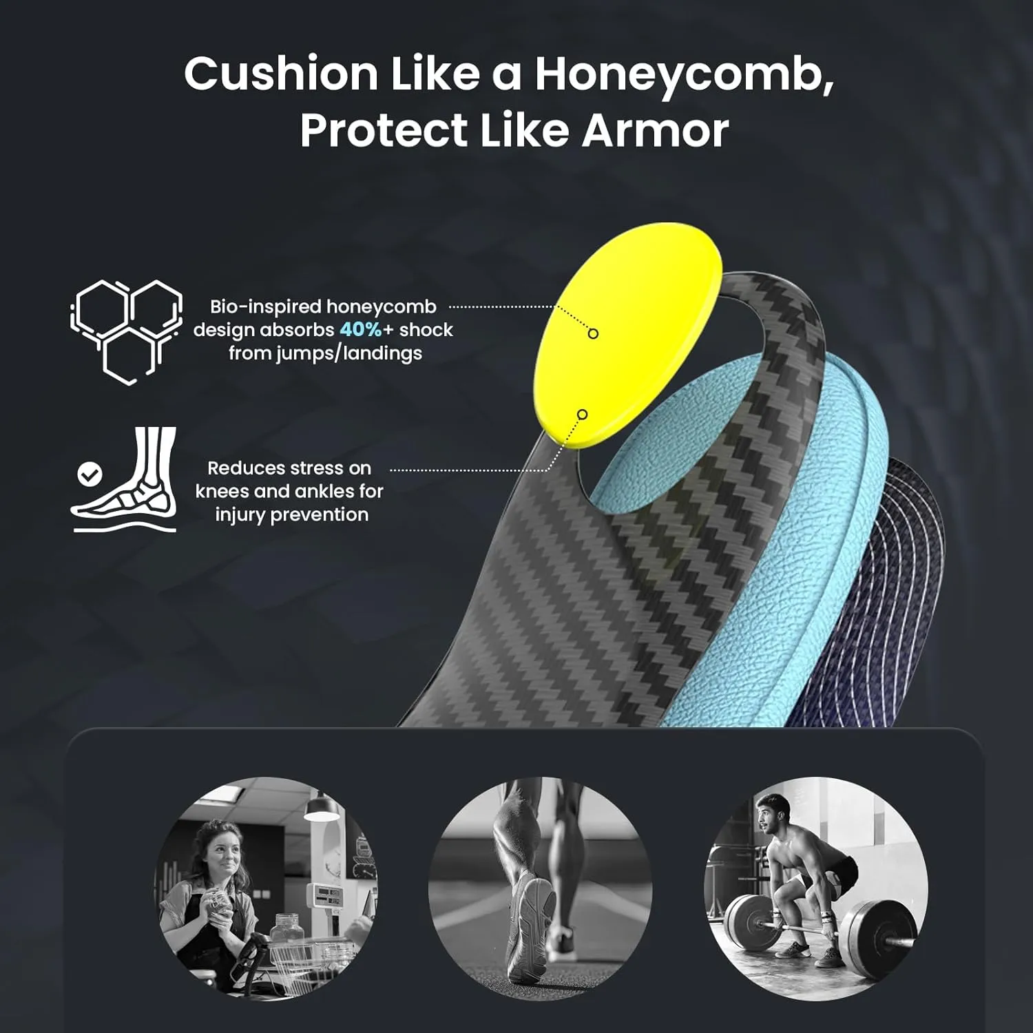 Carbon Fiber Sports Insoles - Metatarsal Pain Relief Inserts - Enhanced Performance & Turf Toe Relief for Athletes - L - Men: 9-9.5