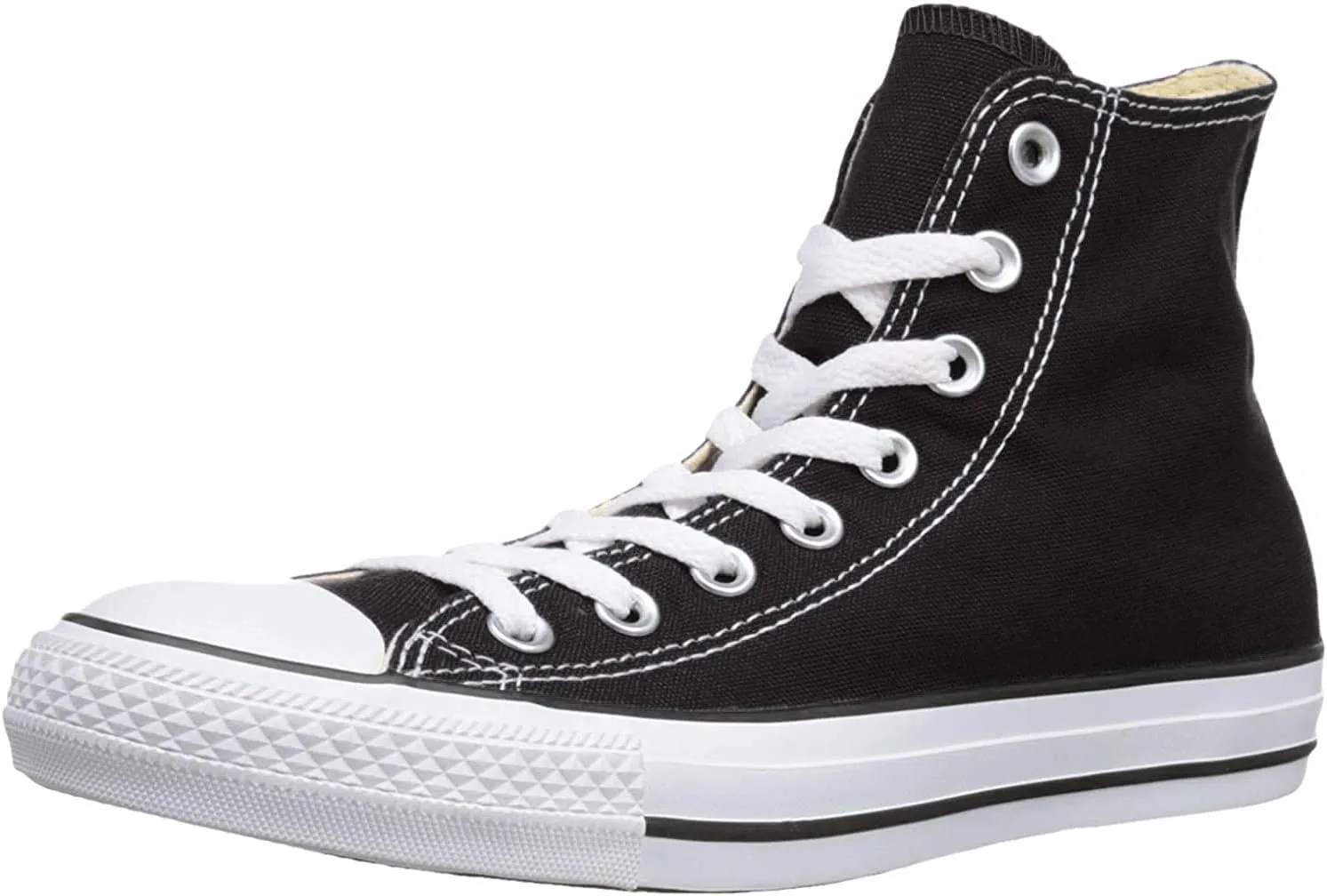 Converse Chuck Taylor All Star High Top Sneaker, Black (White Sole), Men Size 8/ Women Size 10