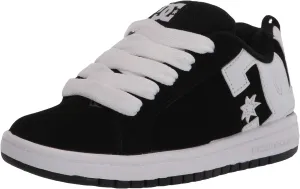 DC boys Court Graffik Skate Shoe, Black/White, 6 Big Kid US