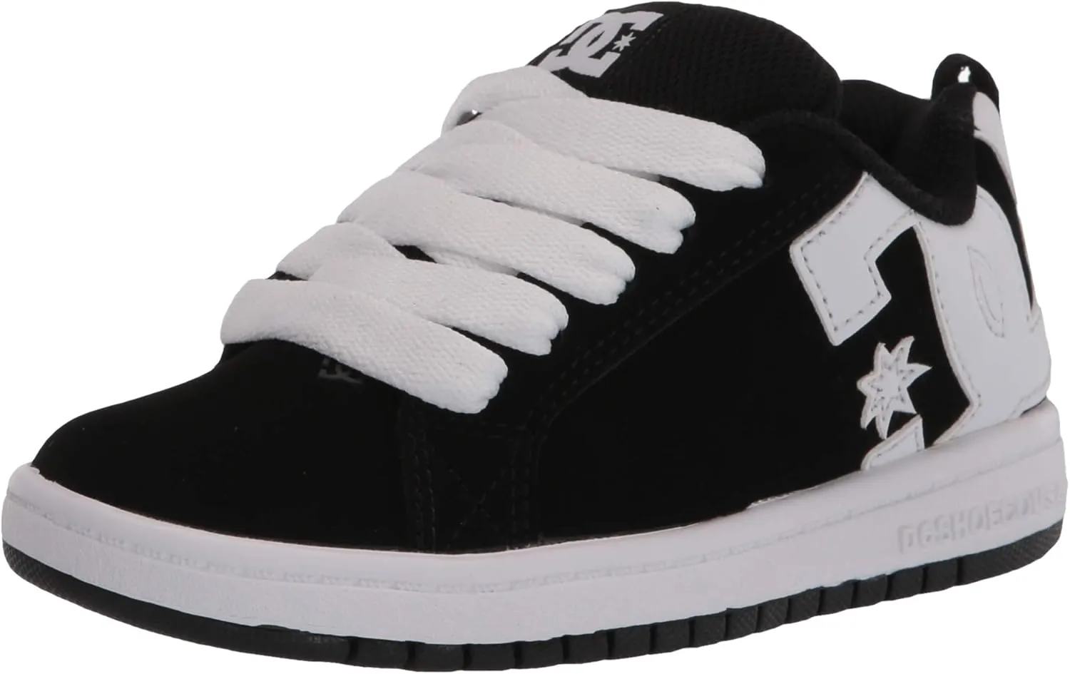 DC boys Court Graffik Skate Shoe, Black/White, 6 Big Kid US
