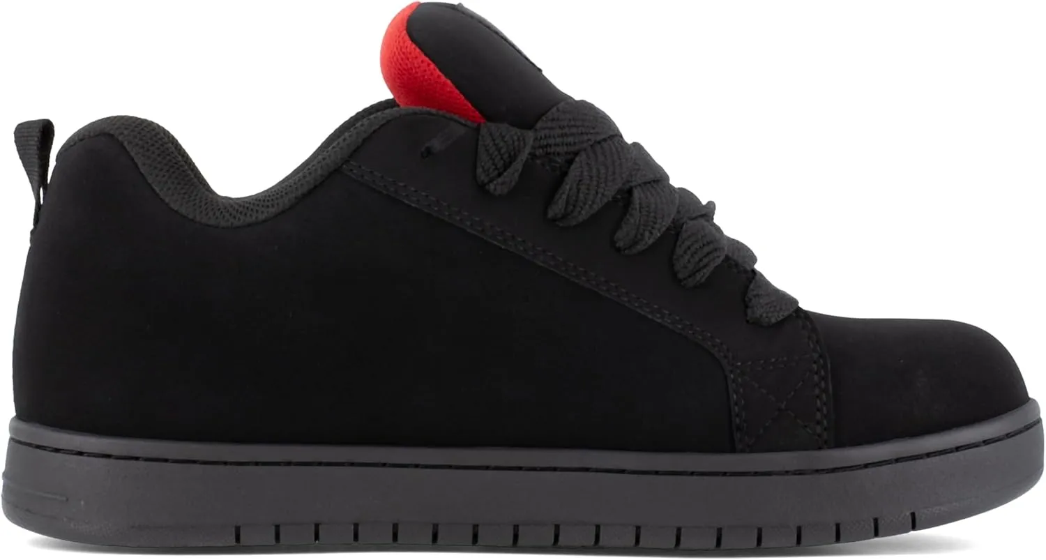DC Men's Court Graffik Work Black and Red Composite Toe Boots Construction Shoe