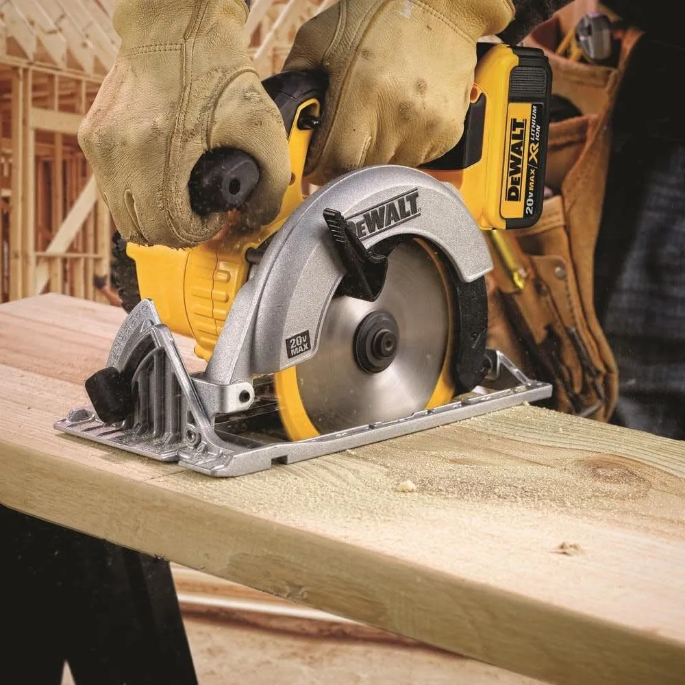 DEWALT 20V MAX Circular Saw, 6-1/2-Inch Blade, 460 MWO Engine, 0-50 Degree Bevel Capability, Bare Tool Only (DCS391B)