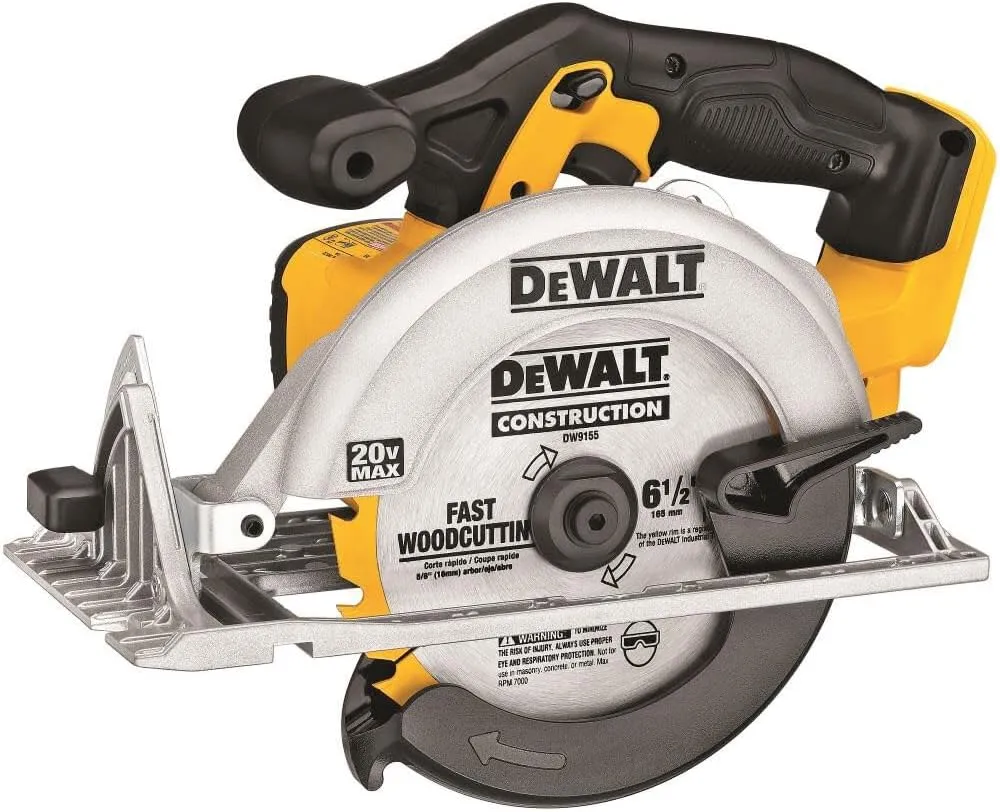 DEWALT 20V MAX Circular Saw, 6-1/2-Inch Blade, 460 MWO Engine, 0-50 Degree Bevel Capability, Bare Tool Only (DCS391B)