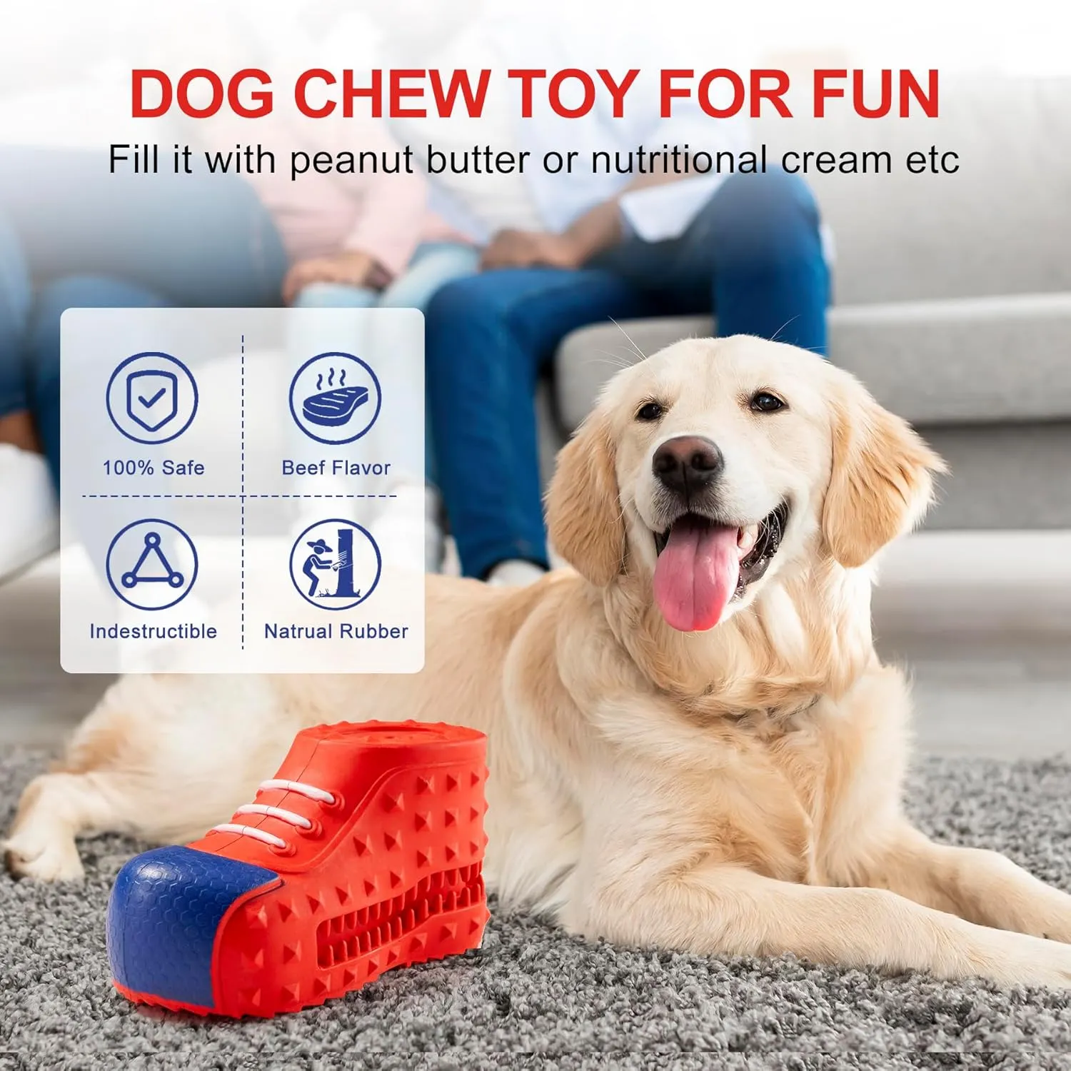 Dog Chew Toys for Aggressive-Chewers - Indestructible Dog Toy for Aggressive Chewer，Tough Chew Toys for Dogs （Rubber red Shoe）