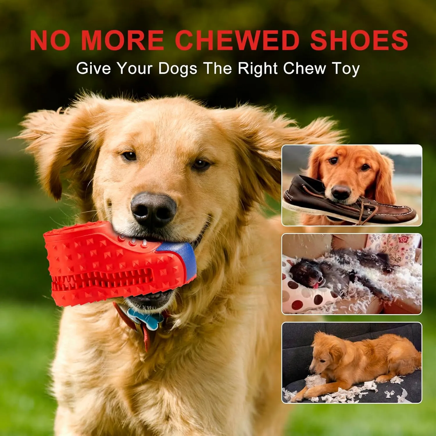 Dog Chew Toys for Aggressive-Chewers - Indestructible Dog Toy for Aggressive Chewer，Tough Chew Toys for Dogs （Rubber red Shoe）