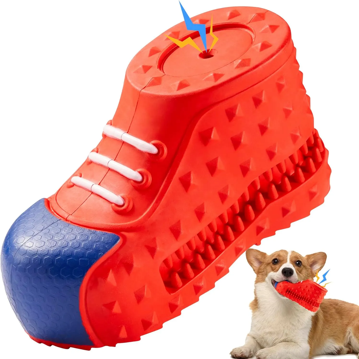 Dog Chew Toys for Aggressive-Chewers - Indestructible Dog Toy for Aggressive Chewer，Tough Chew Toys for Dogs （Rubber red Shoe）