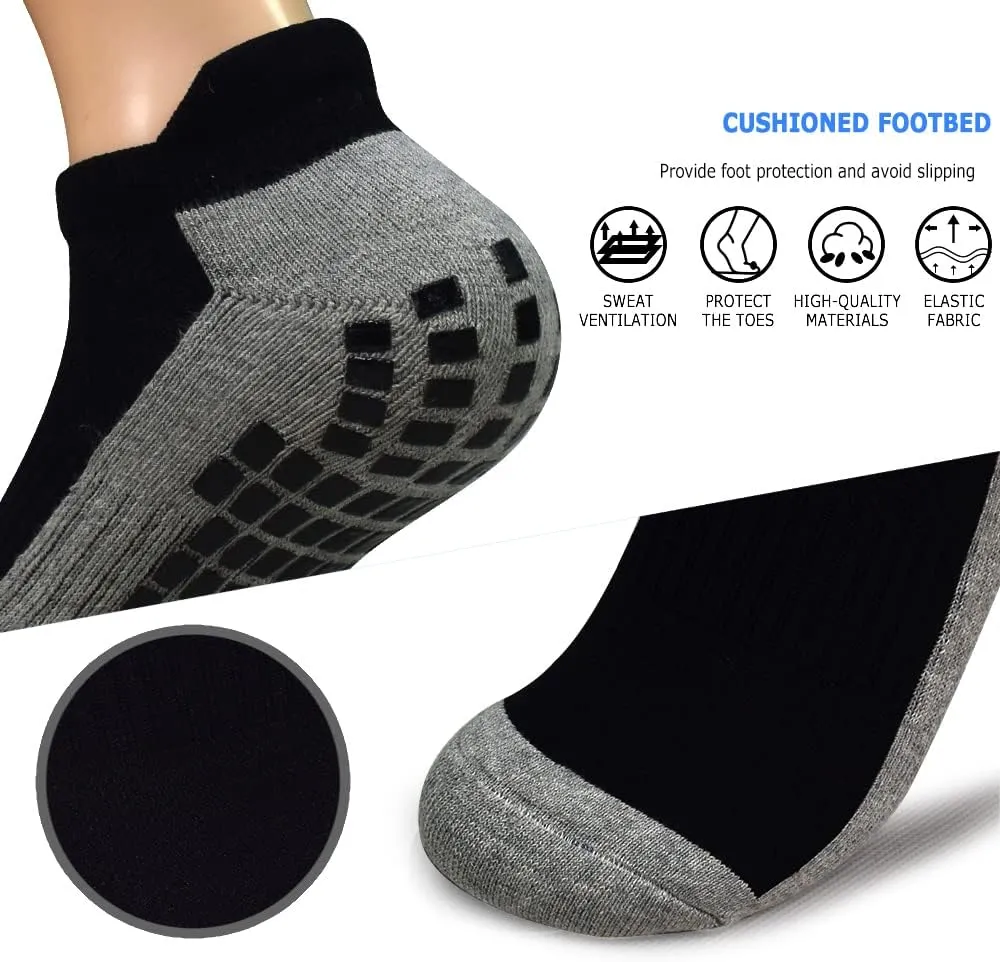 ELUTONG Men Non Slip Anti-Skid Socks 3 Pairs Tile Wood Floors Sticky Grips Ankle Socks for Yoga Pilates Workout Hospital