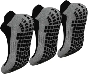 ELUTONG Men Non Slip Anti-Skid Socks 3 Pairs Tile Wood Floors Sticky Grips Ankle Socks for Yoga Pilates Workout Hospital