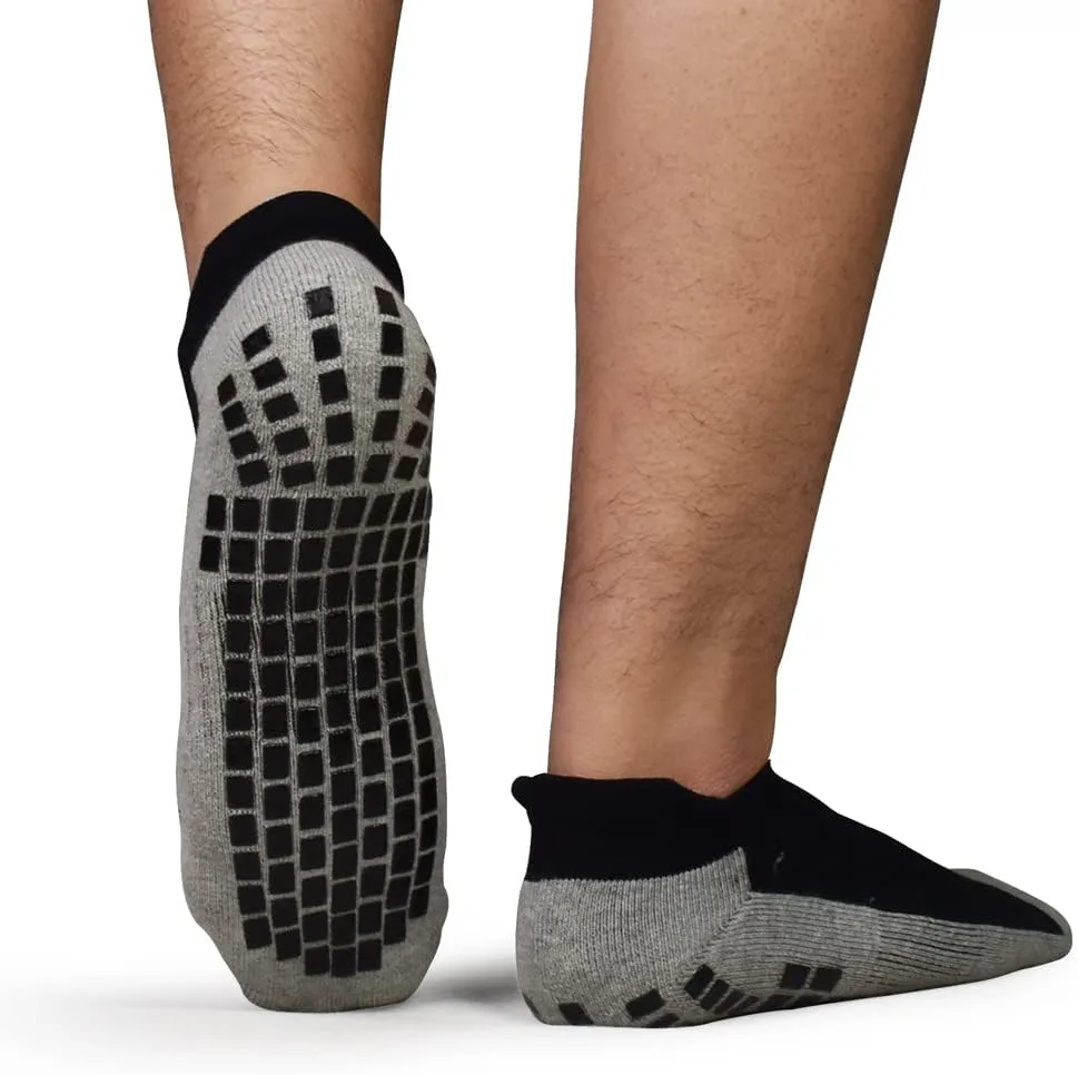 ELUTONG Men Non Slip Anti-Skid Socks 3 Pairs Tile Wood Floors Sticky Grips Ankle Socks for Yoga Pilates Workout Hospital