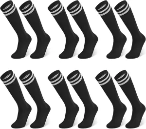 Finerview Kids Soccer Socks Baseball Softball Socks, Knee High Stripes Arch Ankle Support Athletic Socks for Boys & Girls