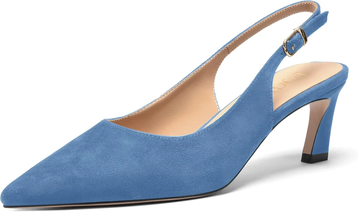 FOGEENA Womens Ankle Strap Night Club Pointed Toe Buckle Cute Suede Kitten Leather Low Heel Pumps Shoes 2 Inch