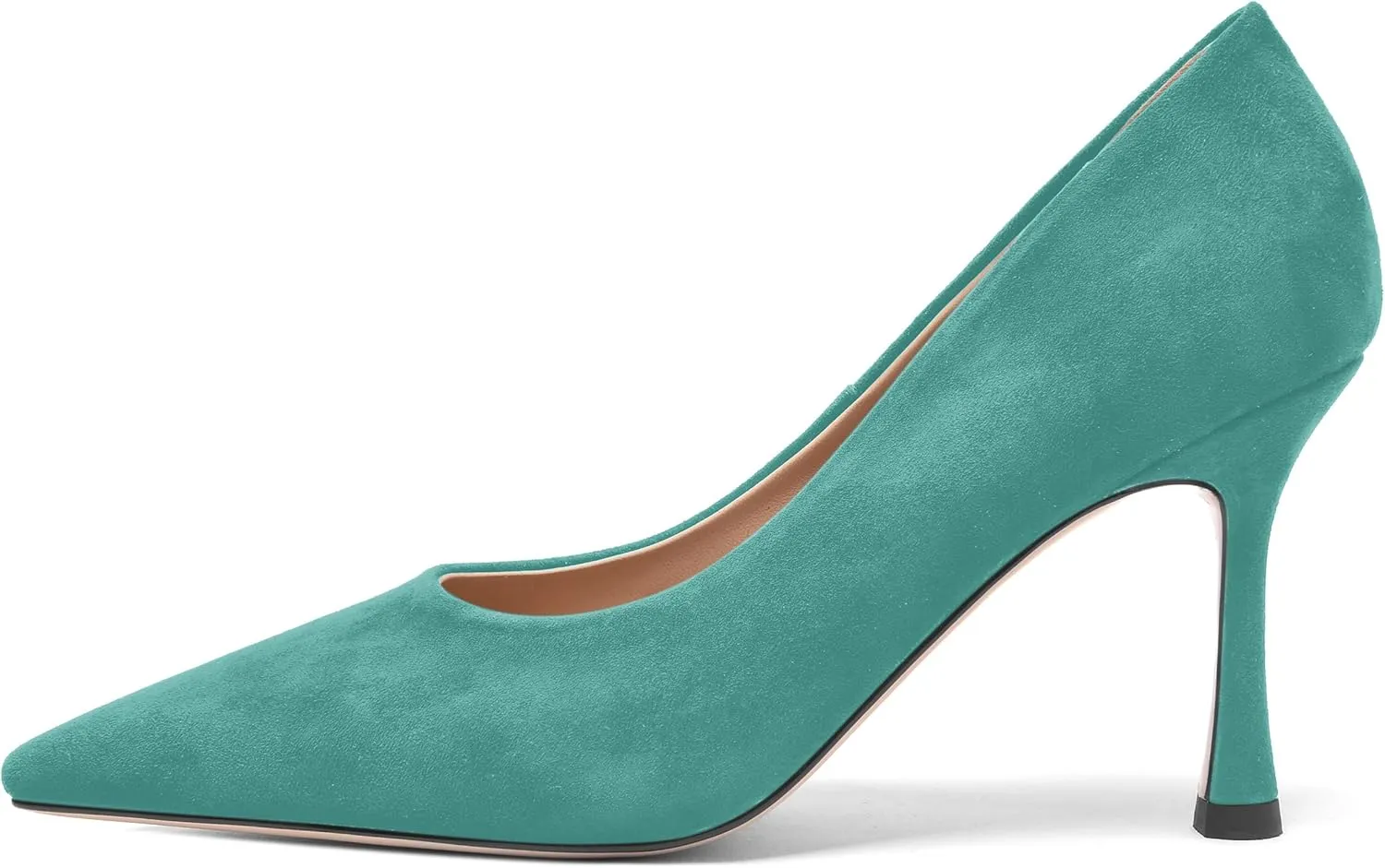 FOGEENA Womens Party Slip On Solid Pointed Toe Suede Fashion Stiletto High Heel Pumps Shoes 3.14 Inch